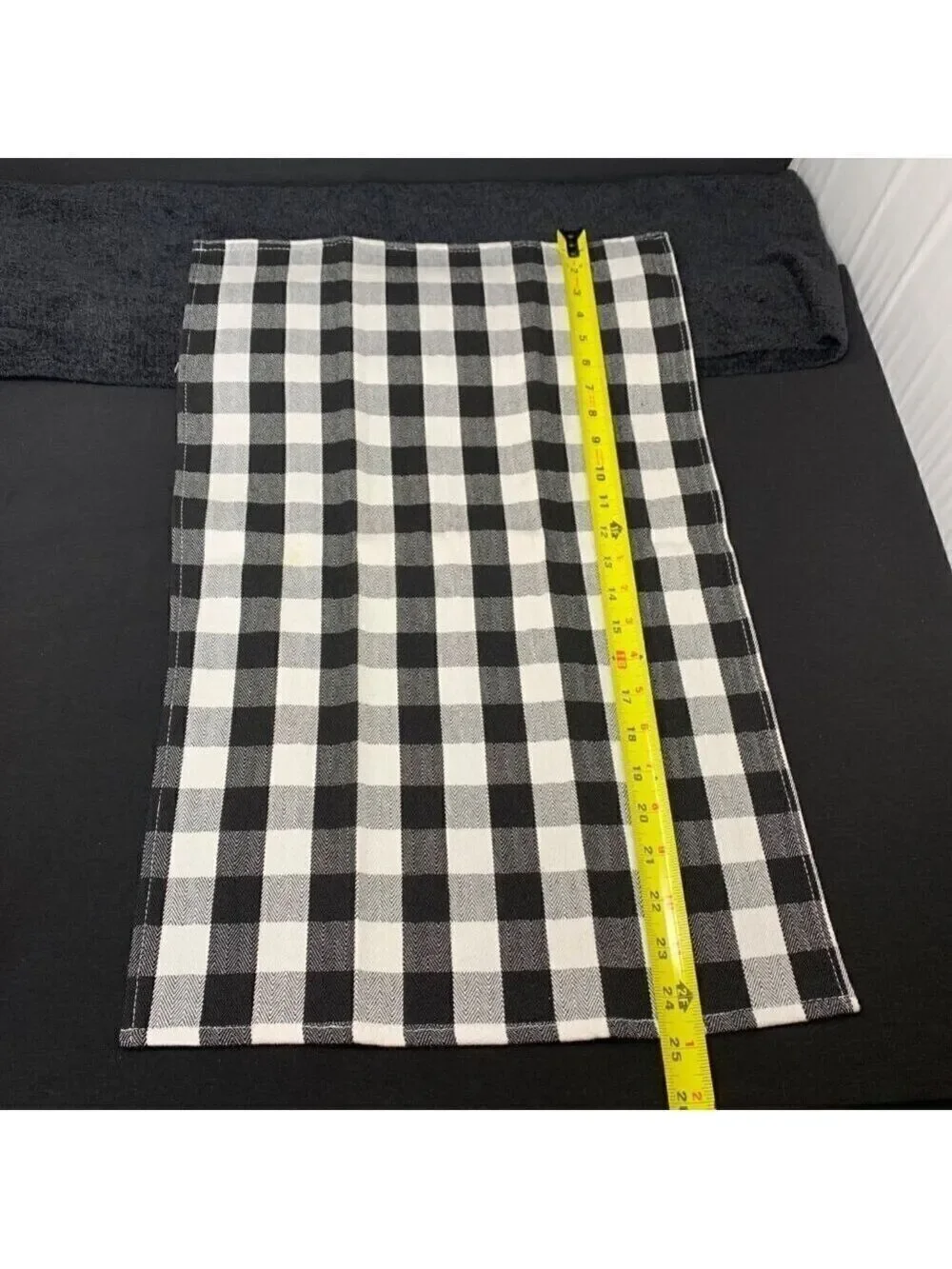 Hot Cocoa Marshmallow Kitchen Tea Towels Cotton Set Buffalo Check Black White